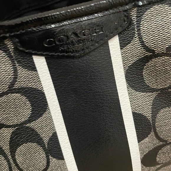 Stylish Coach Signature Jacquard Stripe Tote Black and Gray Women's Bag - Picture 8 of 16